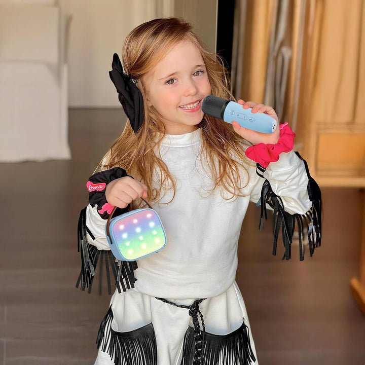 Skanto | Bærbar Mini Karaoke-maskin med Bluetooth-høyttaler og 2 trådløse mikrofoner – Veylo