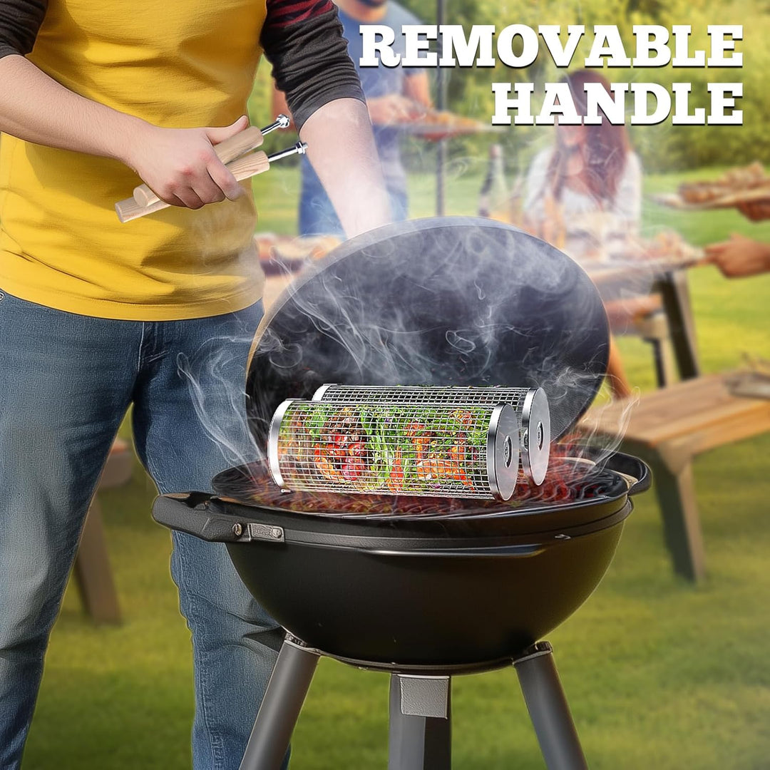 Skanto | Premium Grill Baskets | Rustfritt Stål BBQ Verktøy for Utendørs Matlaging