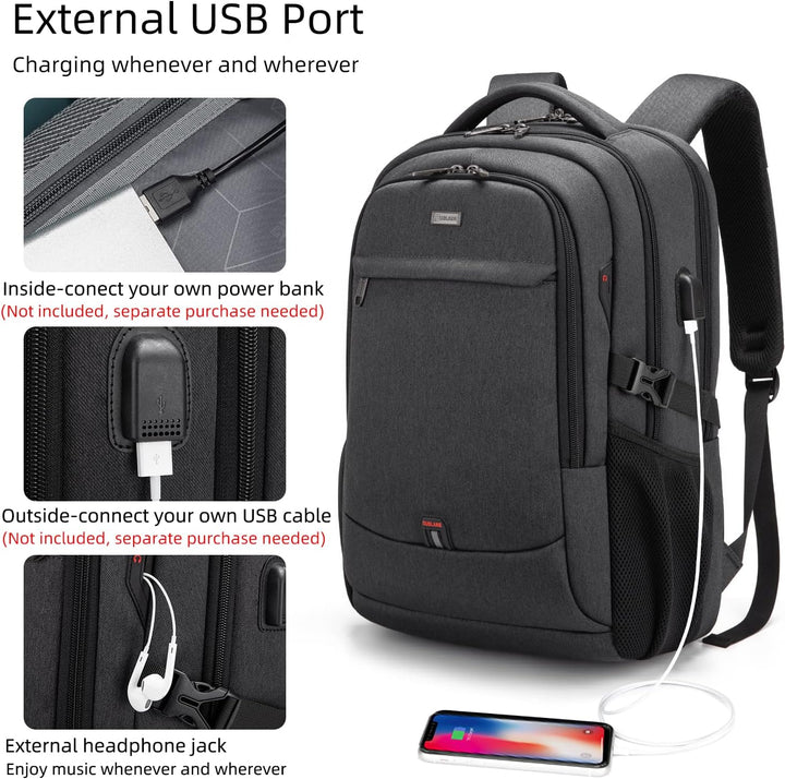 Vanntett reise laptop ryggsekk med USB-port og organisert lagring | Skanto