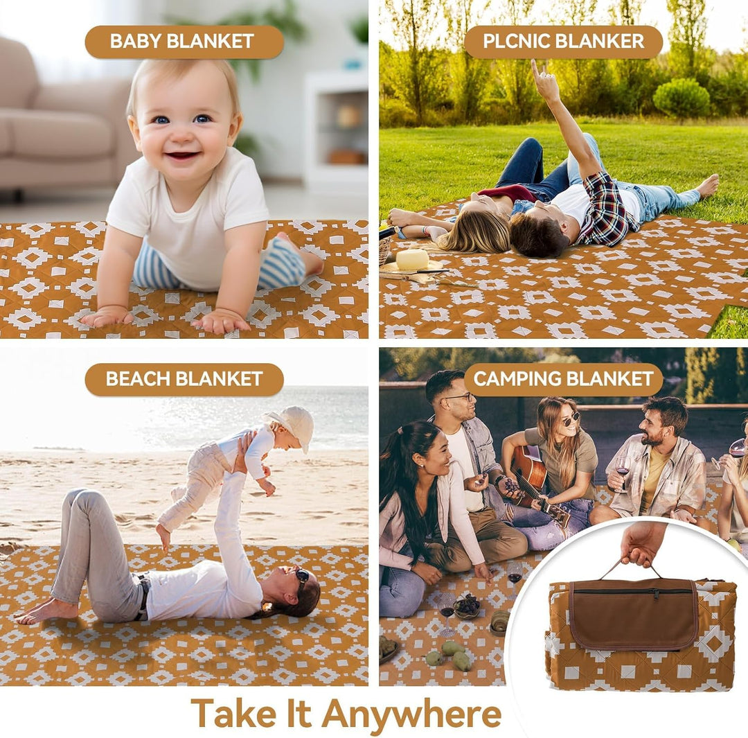 Skanto | Ekstra stor vanntett piknikteppe 200 × 200 cm med 3 lag – MeadowRest
