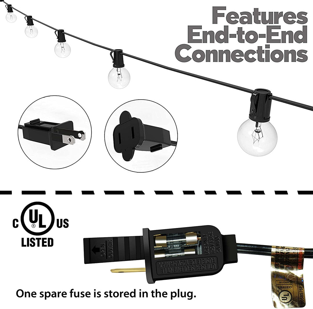 25FT Globe String Lights with Bulbs for Indoor/Outdoor Vanntett Koble Sammen Henge Lys til Bakgård Veranda Balkong Fest Dekor | Skanto