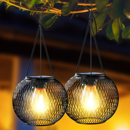 Skanto | Sollys Utendørs, Ortiny Oppgradert Sollys For Utenfor Dekorative Utendørs Hengende Lys For Halloween Jul Vanntett Retro Dreven Belysning For Hage Patio Gangvei Tre, 2 Pack
