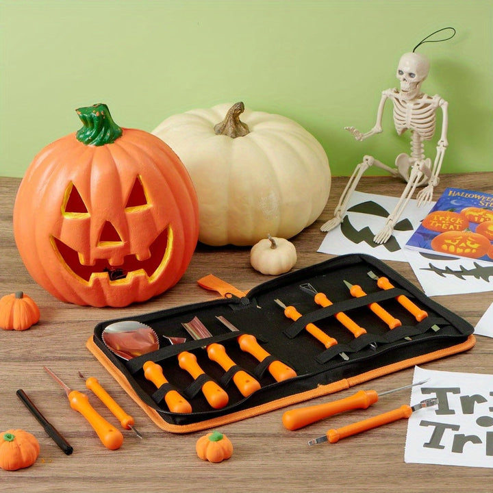 Skanto | Halloween Pumpkin Carving Kit med maler | Enkle uthulede gresskar gjenbrukbare verktøy
