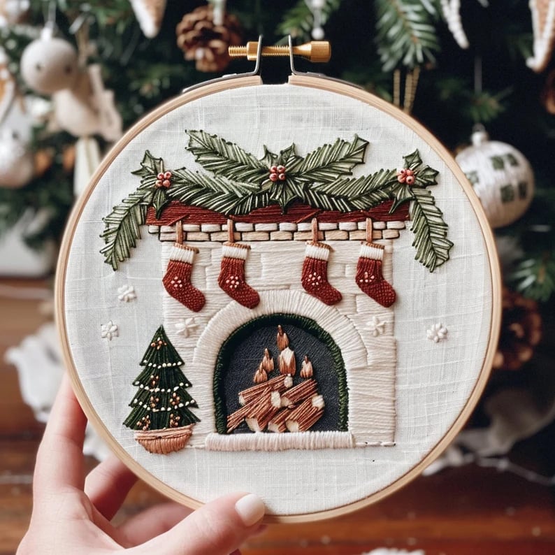 Skanto | Julebroderisett DIY | Komplett Kit for Hjemmelaget Dekor | 20 cm