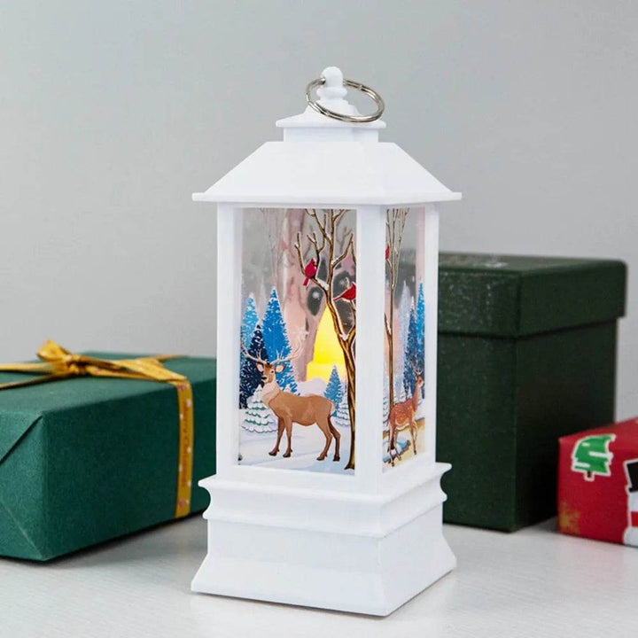 Skanto | Julelys Lys Led Snøreinsdyr Lantern Lys Vintage Slott Julenisse Snømann Hengende Lantern Lampe Nyttårsfeiring Dekorasjon