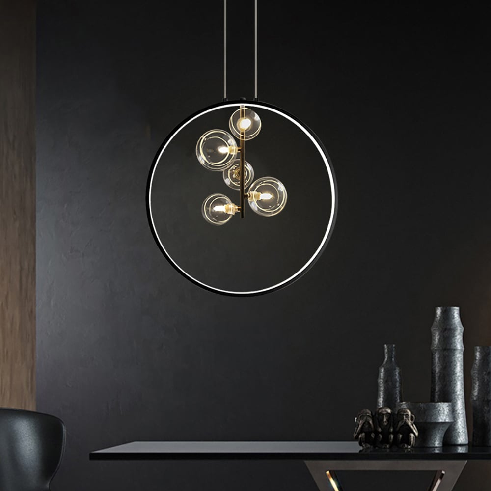 Skanto | Minimalistisk Glass Ball Pendellampe Svart