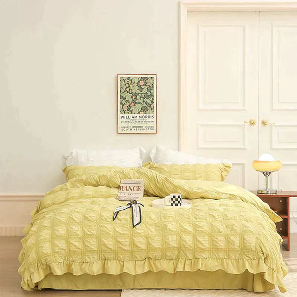 Icy Seersucker Sommer Kjøl Quilt Blonde 4-delt Sett | Skanto
