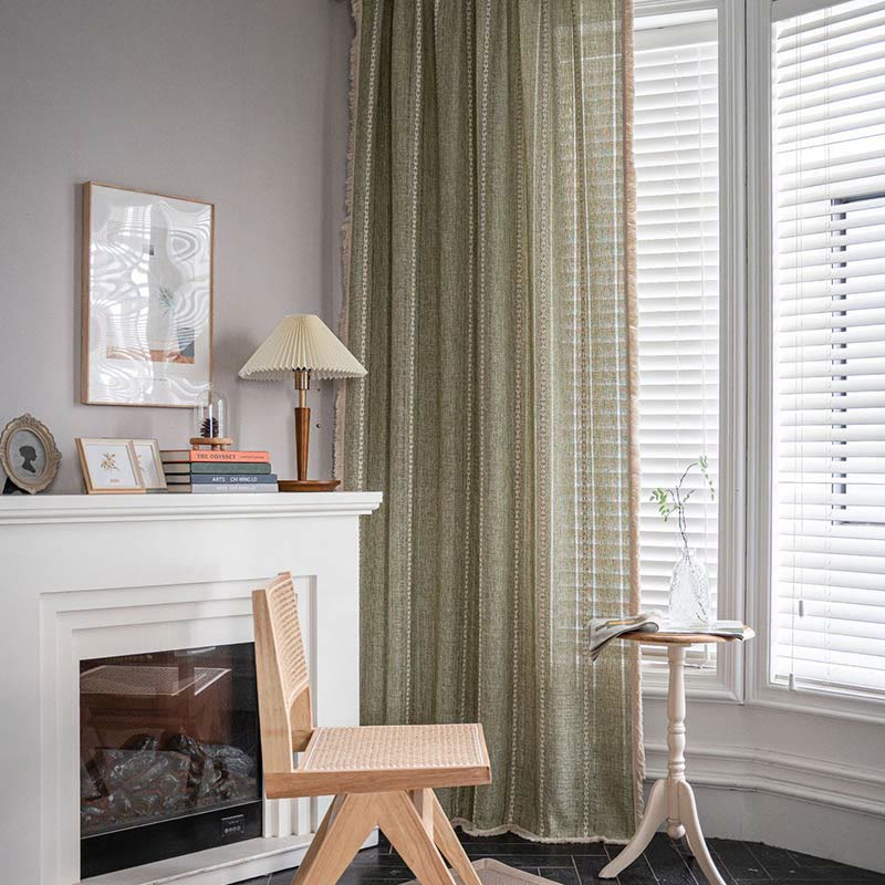 Enkel Stripe Hollow-out Semi-skygge Tussel Gardin | Skanto