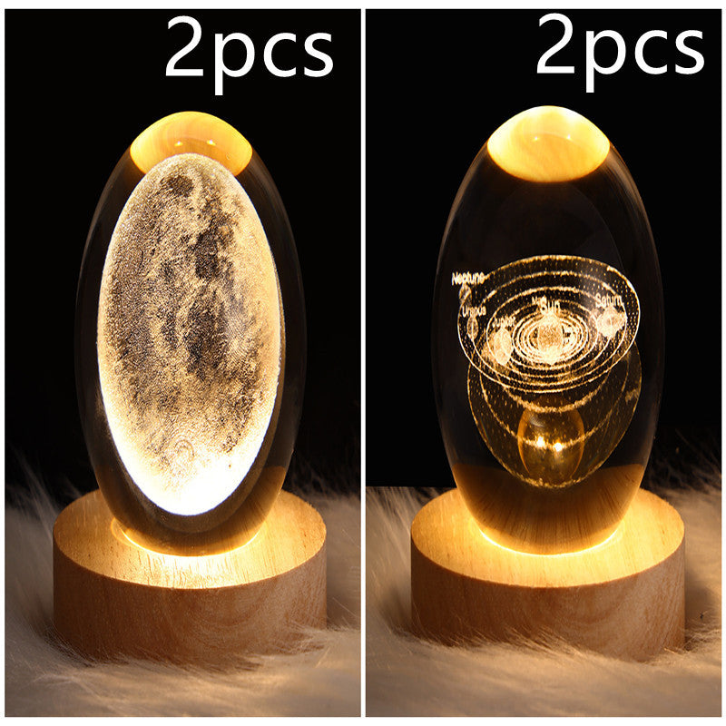 3D Galaxy Crystal Ball LED Nattlys | Skanto