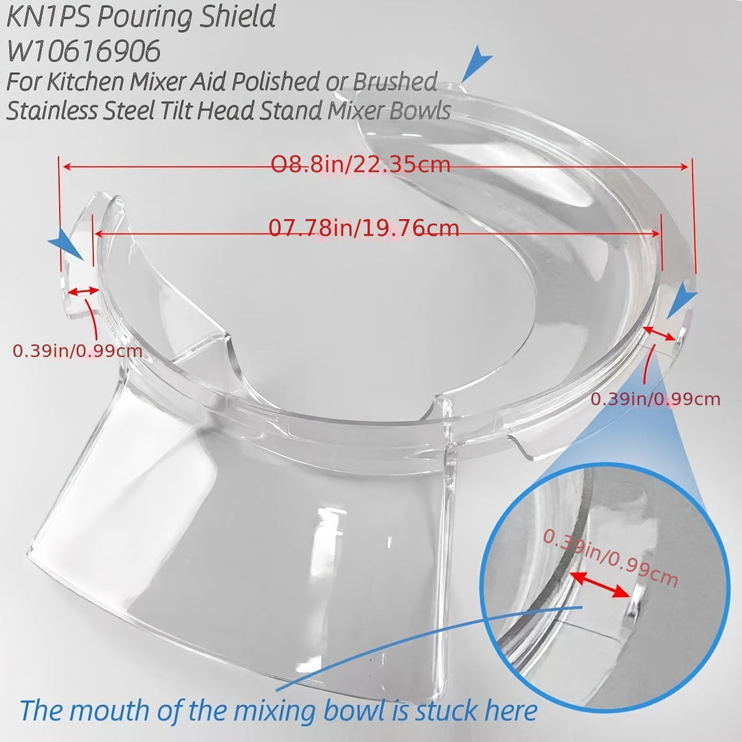 Skanto | Tipping Cover for KitchenAid 4,5 og 5 Quart Tilt-Head Mikserboller – Kompatibel med KN1PS – Gjennomsiktig dekke for polerte eller børstede rustfrie stålsboller