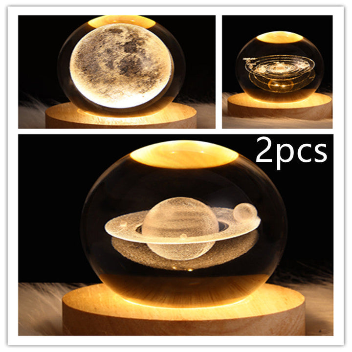 3D Galaxy Crystal Ball LED Nattlys | Skanto