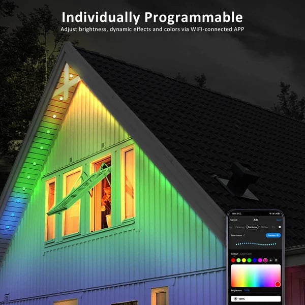 Skanto | Smart Regnbue LED Permanent Utebelysning