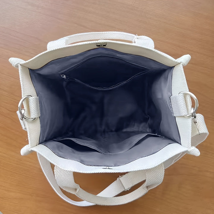 Skanto | UrbanEase Canvas Slingbag – Hvit skulderveske med magnetlås og justerbar stropp