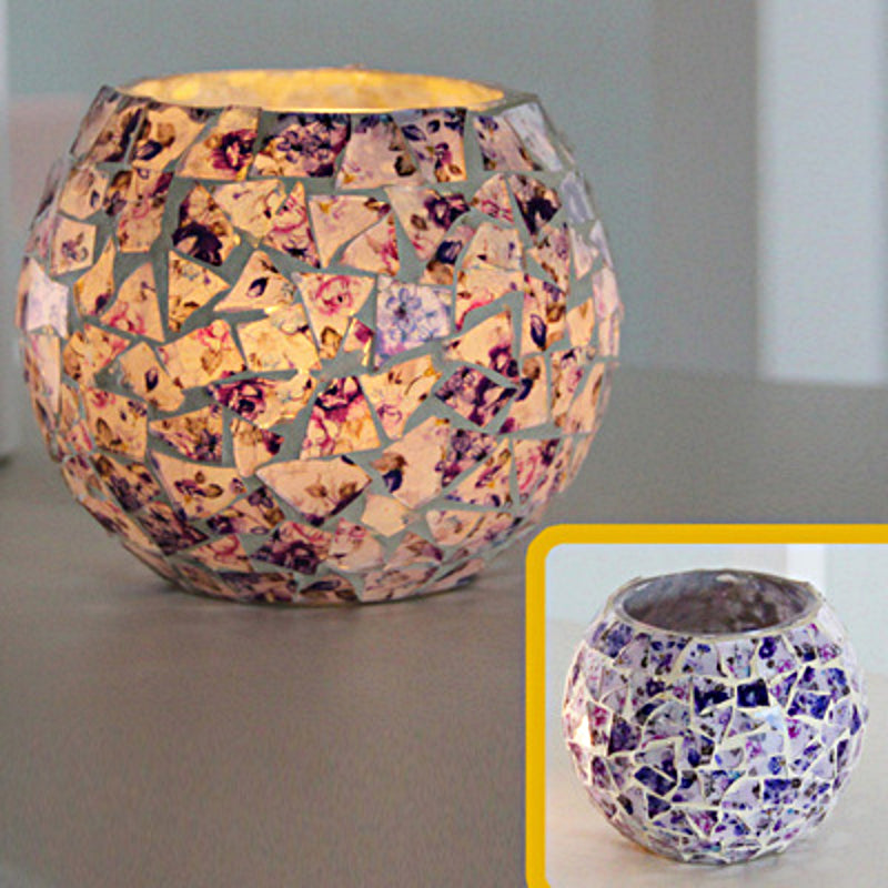 Europeisk Retro Glass Mosaick Te-lysestake