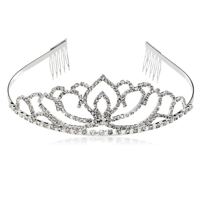 Dame Elegant Strass-Tiaras med blomsterdesign Skanto