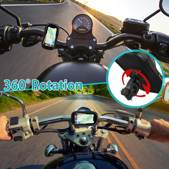 Wasserdichte Handyhalterung für Fahrrad og Motorrad – 360° drehbar og geeignet für 4,5–6,4 Zoll