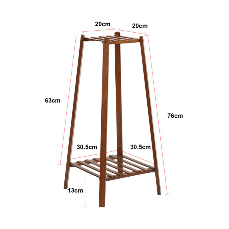 Skanto | 2 Tier Høy Plante Stativ Pottholder Lite Rom Bord Hage Blomsterpotte Brun