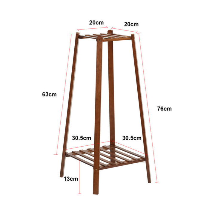 Skanto | 2 Tier Høy Plante Stativ Pottholder Lite Rom Bord Hage Blomsterpotte Brun