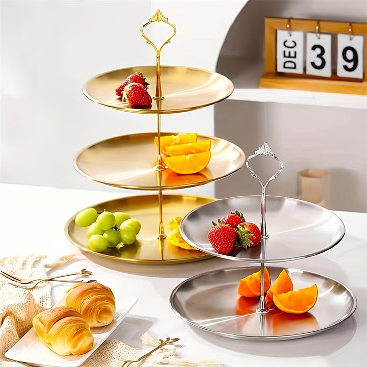 SteelTower - Elegant Triple Serving Plate for Parties Skanto