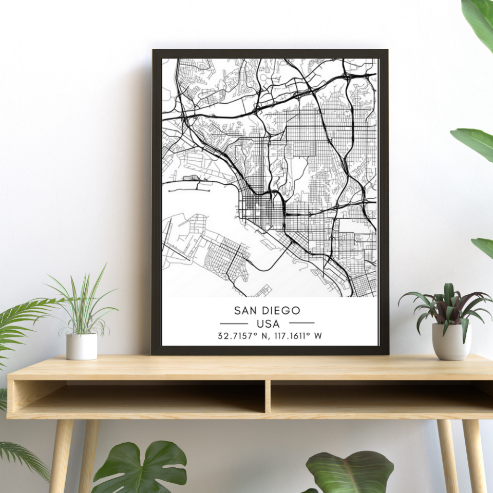 Bykart over San Diego – Lerretbilde