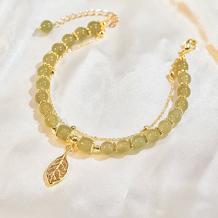Skanto | Hetian Jade Armbånd med Blad