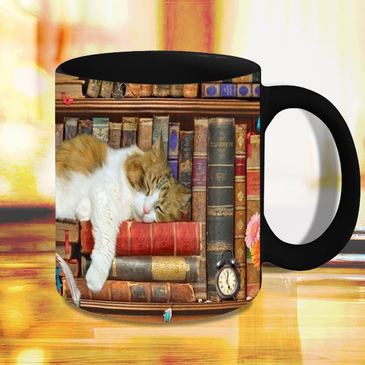 Bokhylle Keramisk Kaffe Kopp - Gave for Katt Bok Elsker | Skanto