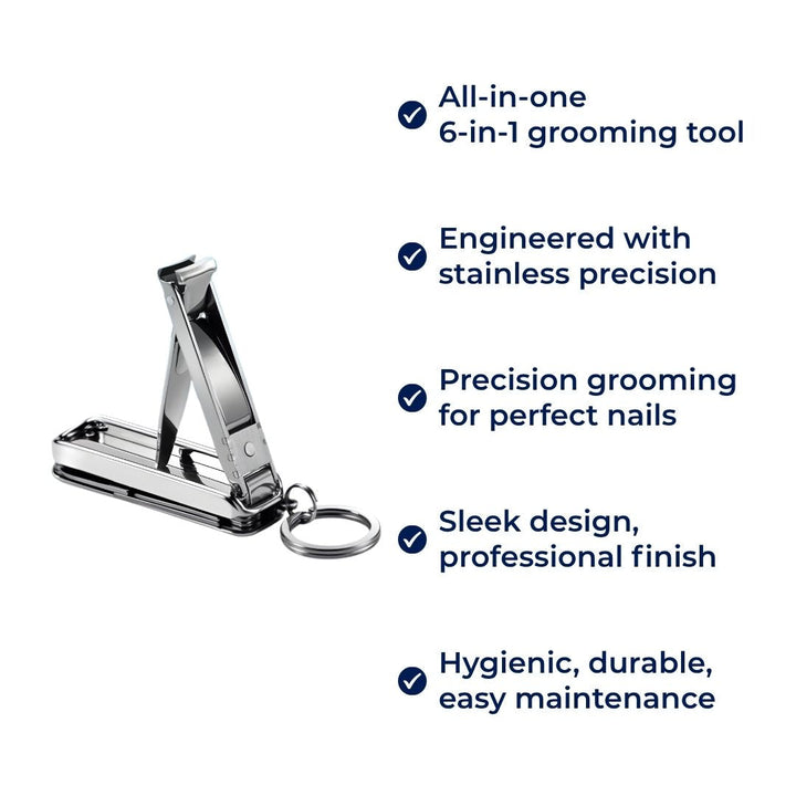 Funksjon Nail Clipper Tool – 6-i-1 Grooming Gadget – Premium Rustfritt Stål – Kompakt Reisebærer for Travle Profesjonelle Skanto