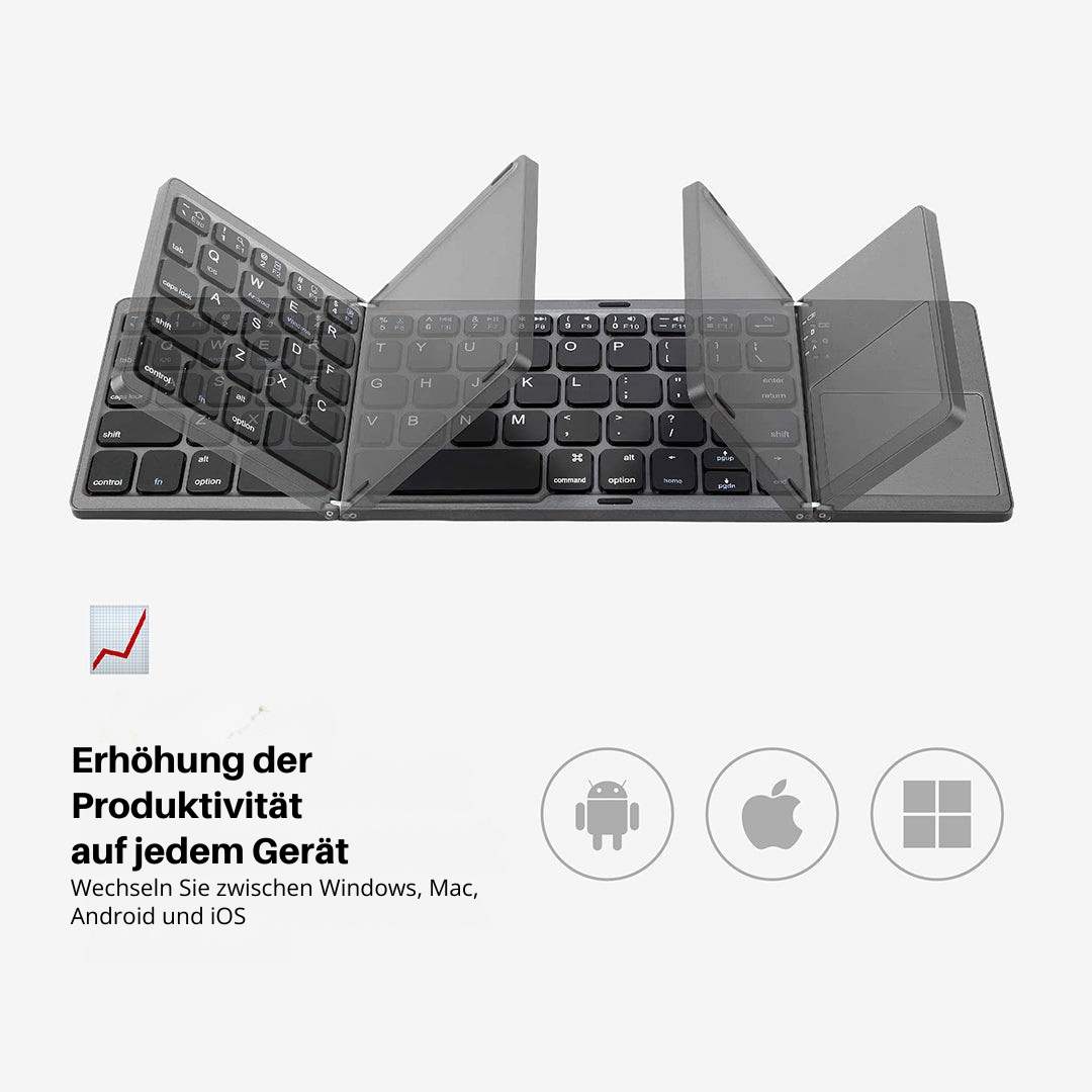 Skanto | Sammenleggbart Bluetooth-tastatur | Innebygd Berøringsplate | Svart