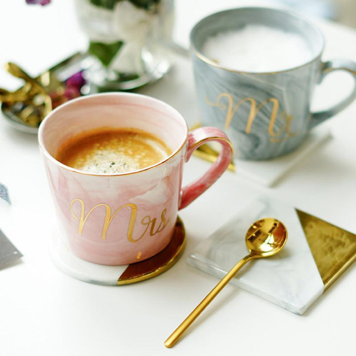 Marmor Porselen Hr & Fru Kaffe Kopper | Skanto
