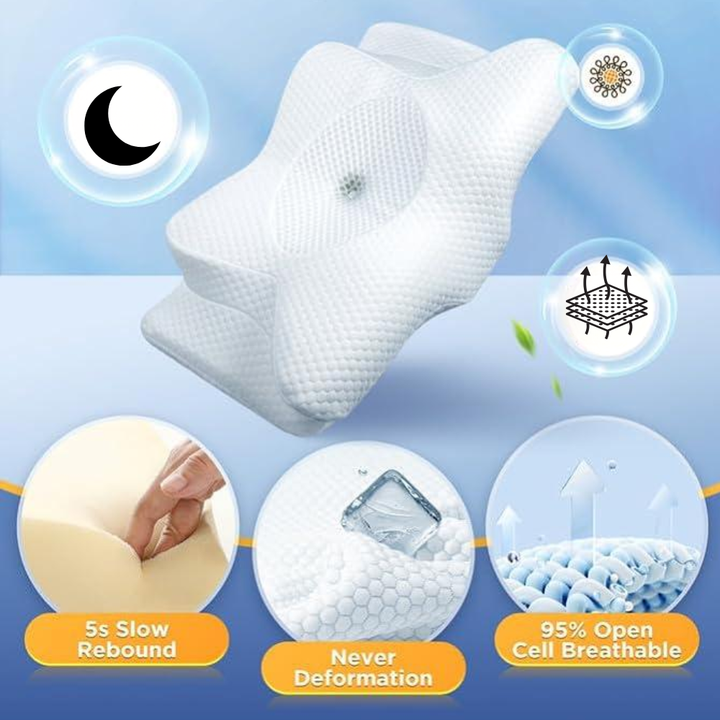 Skanto | Anti-Snorke Pute | Ergonomisk Nakke- og Hode Støtte | Hvit