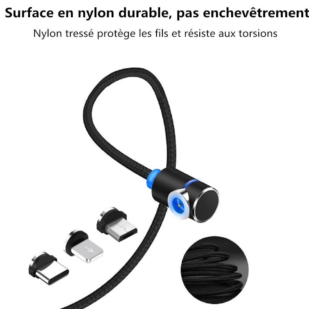 3 i 1 magnetisk USB-ladekabel med LED-lys | Skanto