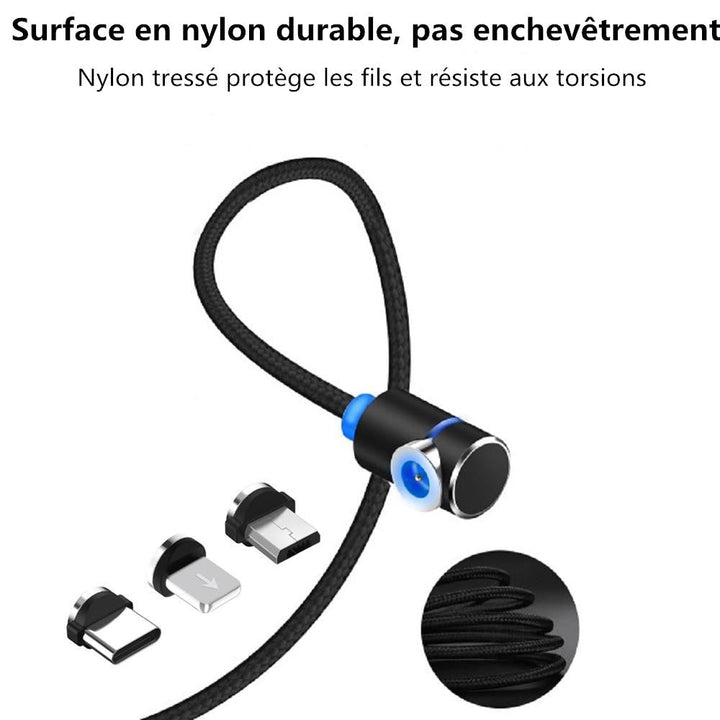 3 i 1 magnetisk USB-ladekabel med LED-lys | Skanto
