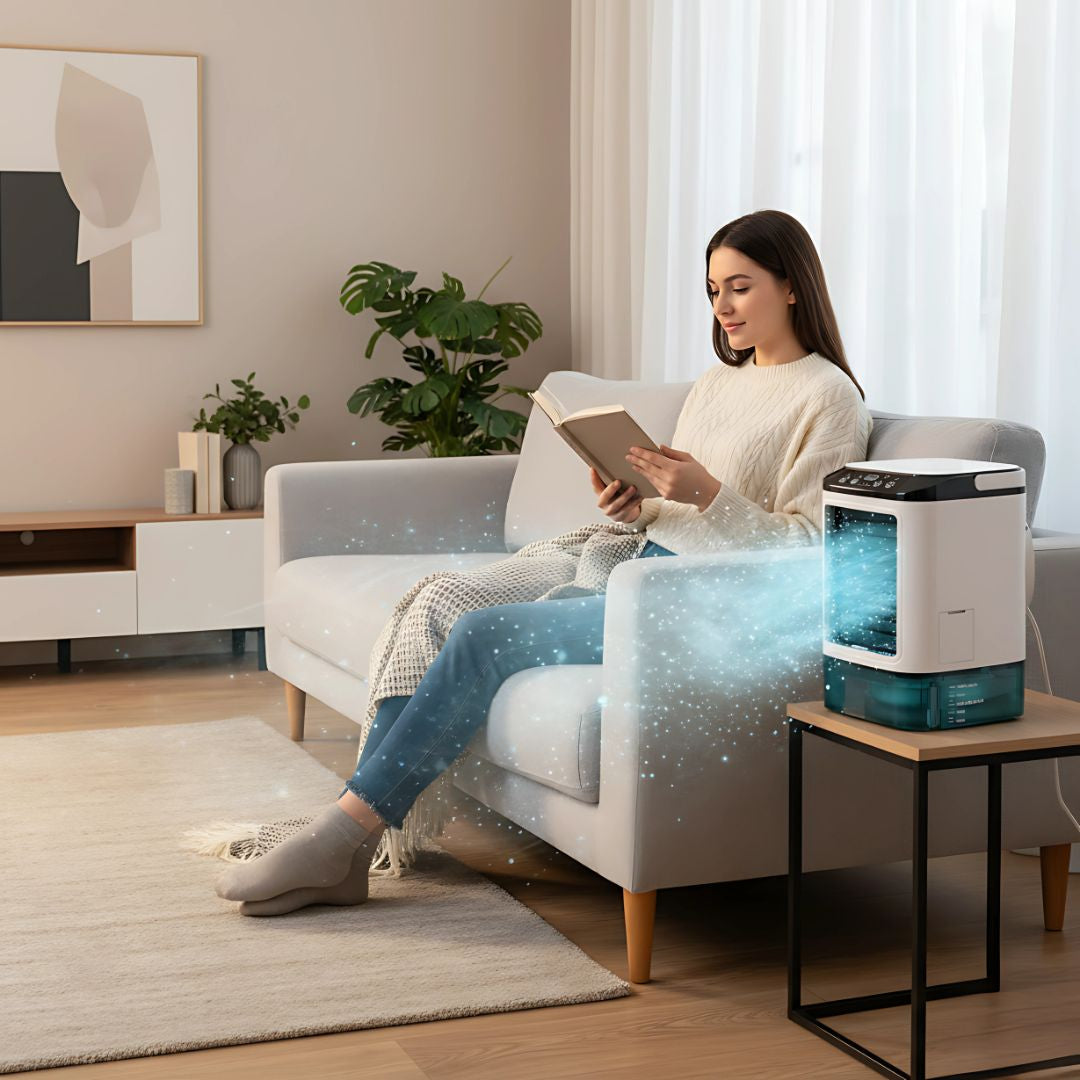 Stille 12W Kjølevifte – 900ml Tank – Energisparende – Bruk på Soverommet Skrivebord – Rask Kjøling – Søvnkomfort Skanto
