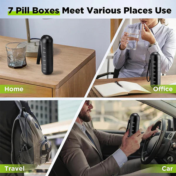 Skanto | MediSafe Weekbox – Vanntett aluminium pilleorganisator med 7 rom