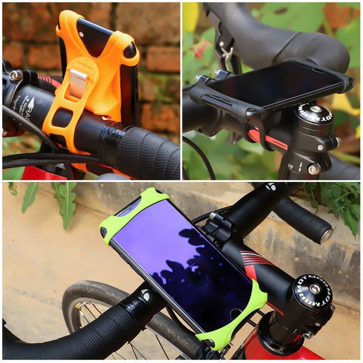 Universell silikone telefonholder for cyklen, skridsikker, justerbar | Skanto