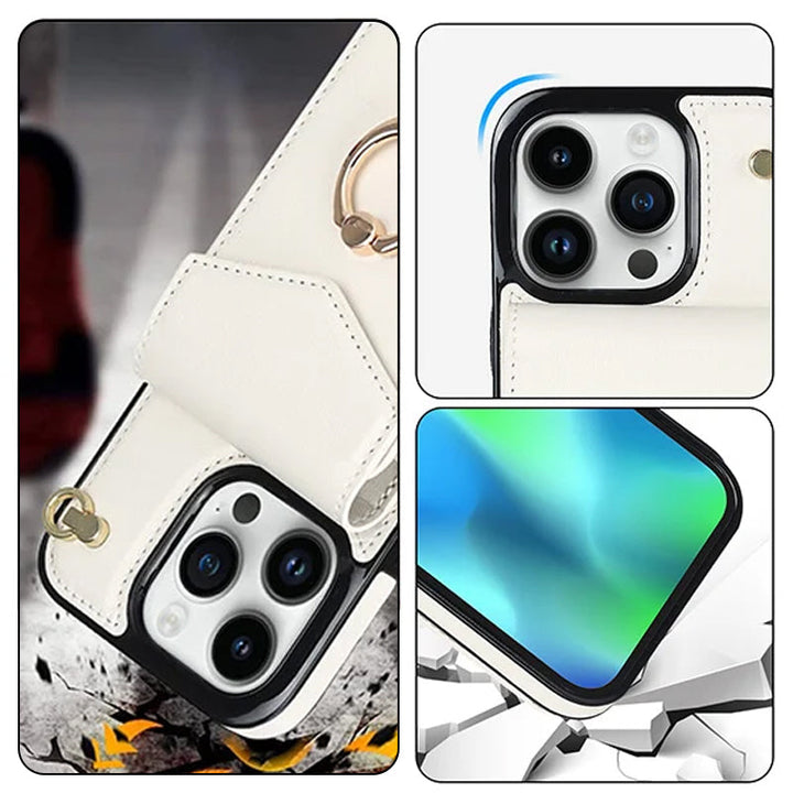 Skanto | Læderlommebok med ring og snor for iPhone