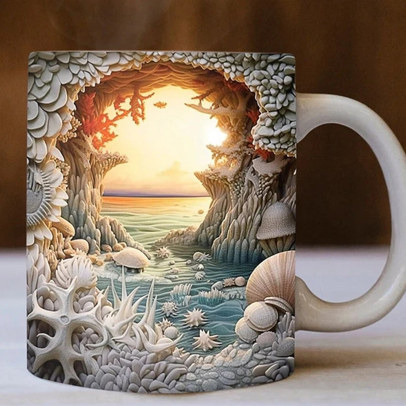 3D Ocean Beach Break Through Theme Kaffeekopp | Skanto