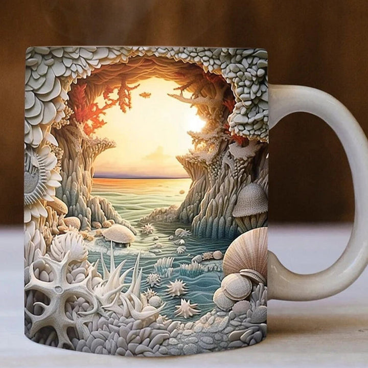 3D Ocean Beach Break Through Theme Kaffeekopp | Skanto