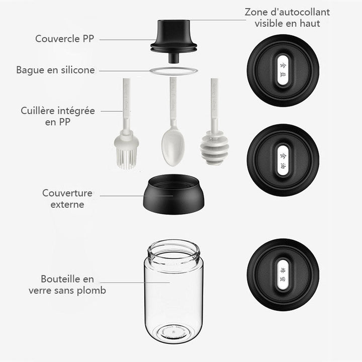 Glass condimentskrukke med skje | Skanto