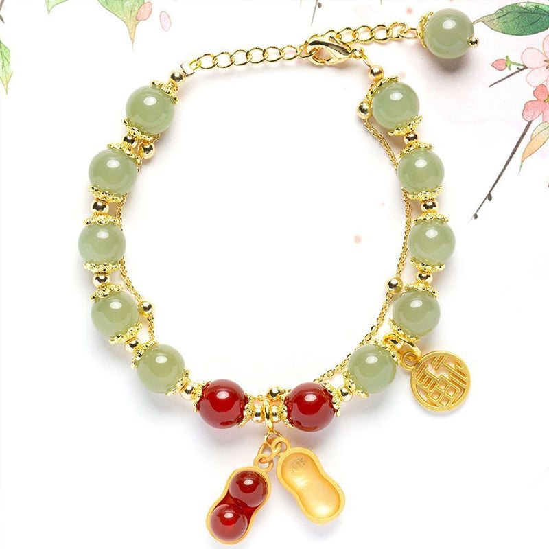 Skanto | Double Chain Natural Jade Bracelet