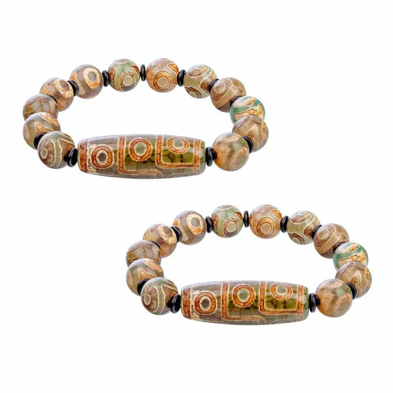 Skanto | Naturlig Agate Dzi Perler Armbånd