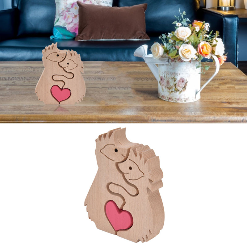 Skanto | Søtt dyrefamilie ornament, tre puslespill figur - 🎁Kjærlighetsgave