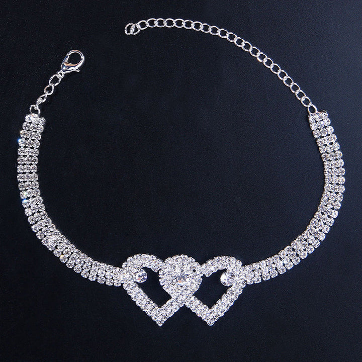Skanto | Double Love Heart Rhinestone Anklet