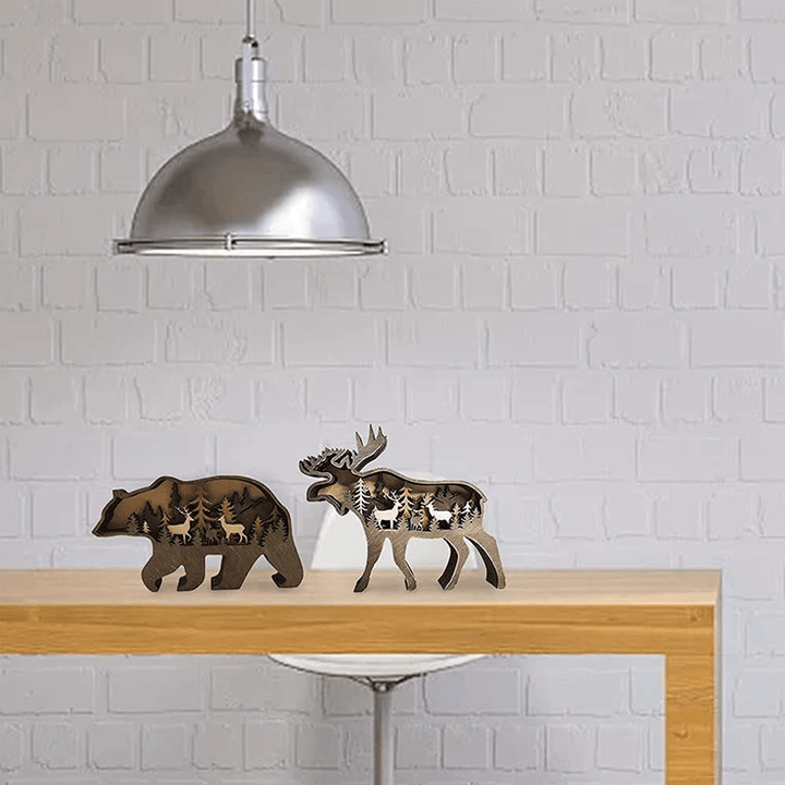 3D Kreativ Tre Dyr Utskjæring Håndverk Gave | Skanto