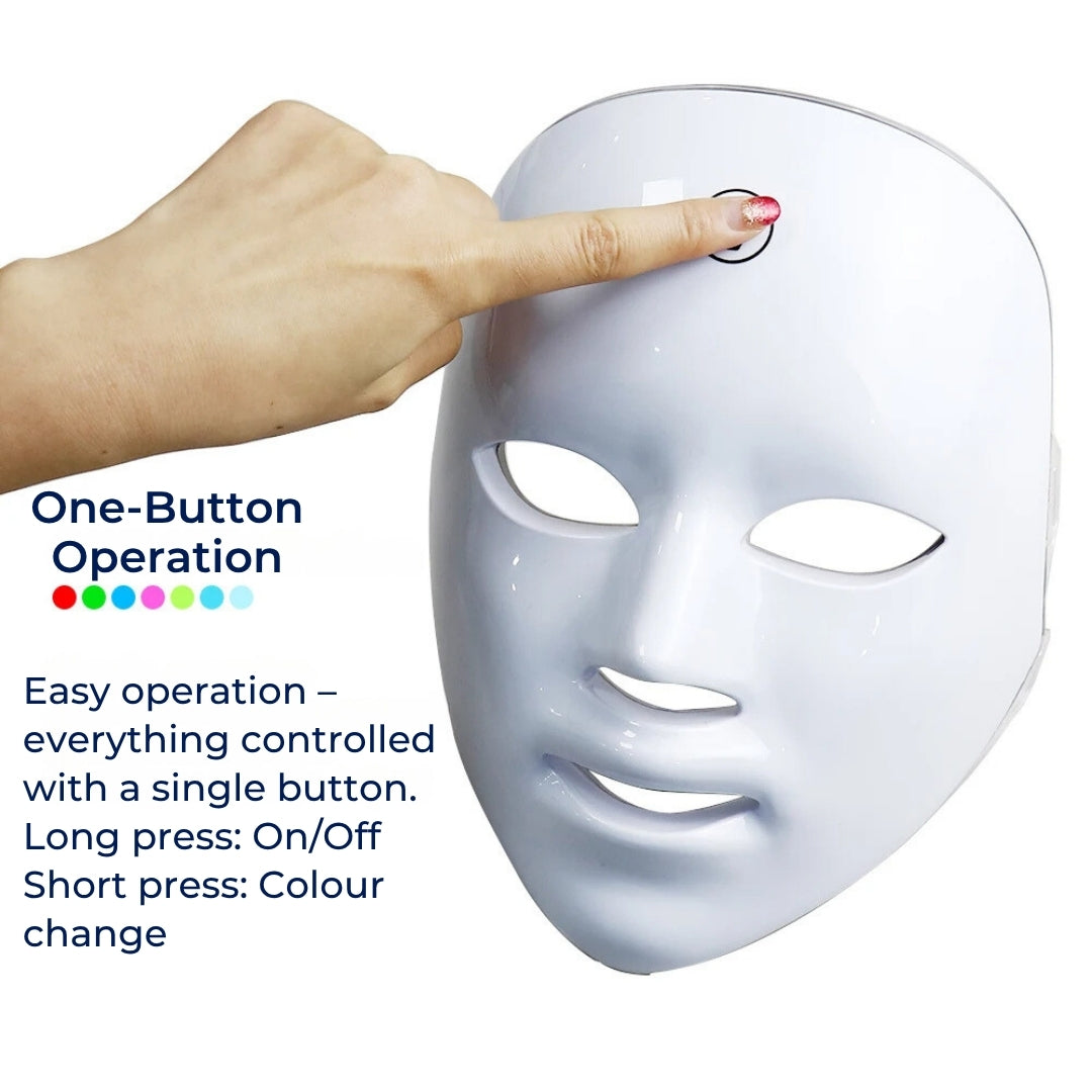GlowSkin Pro LED Lysbehandling Maske | Stimulerer Kollagen - Reduserer Rynker - Forbedrer Hudtexture - Beroliger Rødhet Skanto