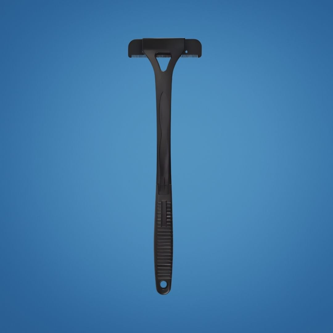 Ekstra-lang håndtak rekkevidde – Skarpe rustfrie blader – Jevn smertefri barbering – Uanstrengt DIY grooming for menn Skanto