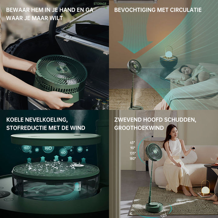 Portae Rechargeae Teleskope-Ventilator med støyfri design og justerbar høyde
