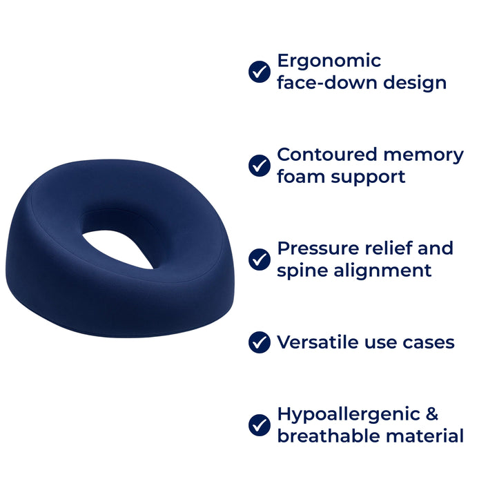 FaceEase | Face‑Down Pillow – Trykkavlastende støtte – Konturert minneskum – Ideell for massasje, skjønnhet og mage-sovende Skanto