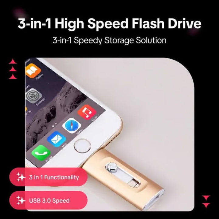 Skanto | 3 i 1 stor kapasitet USB-flash-stasjon for mobiltelefon og datamaskin