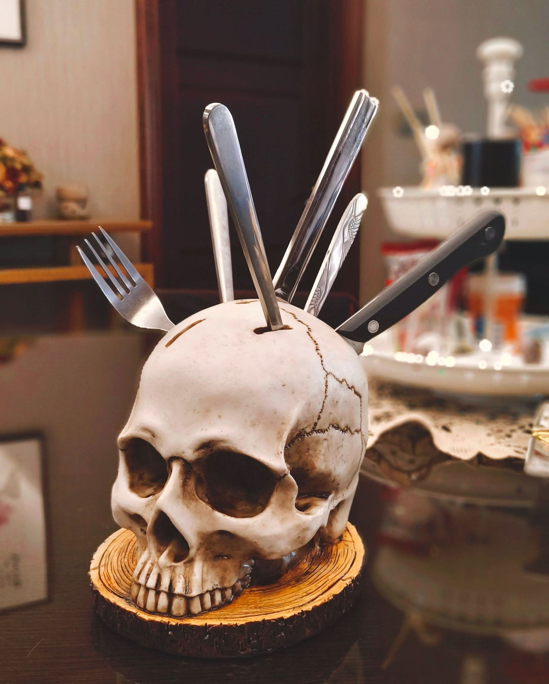 Skanto | Gotic Skull Knivholder Kjøkken Dekor Stativ